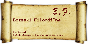 Bozsaki Filoména névjegykártya
